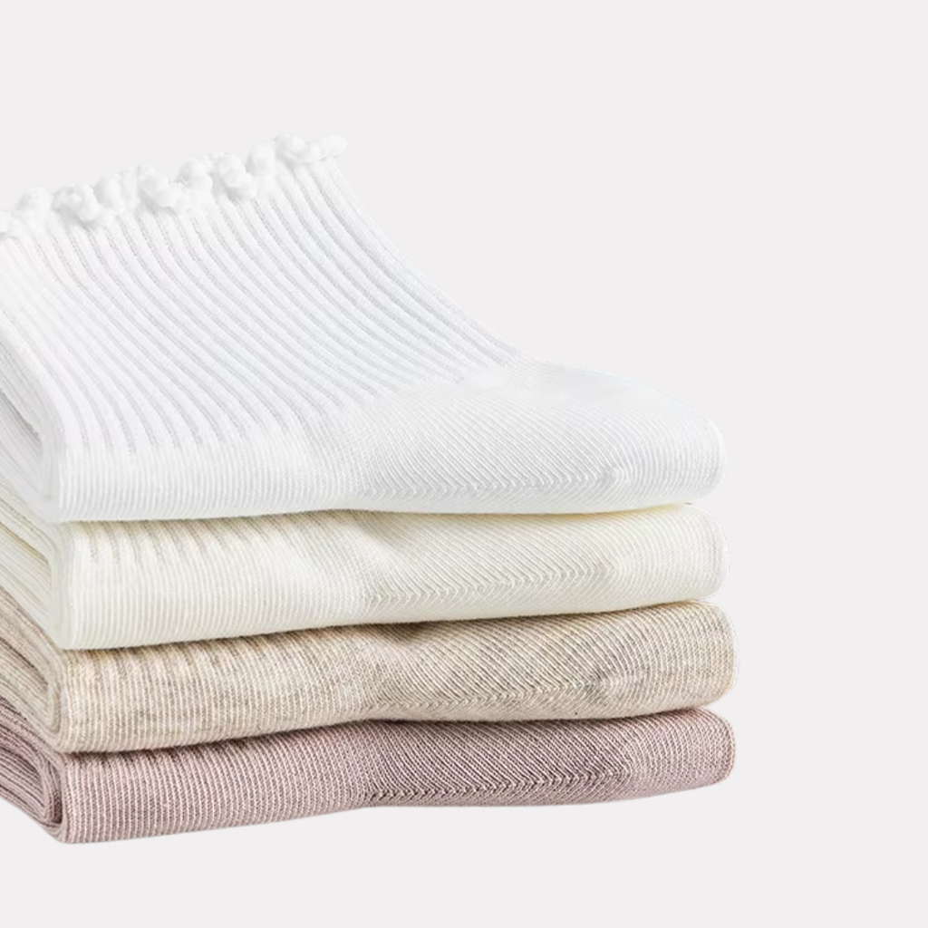 Ruffle Frills Crew Socks - 2 Pack Pairs (Grey)